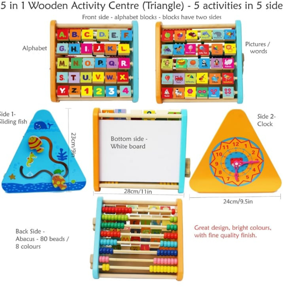 5 in 1 Wooden Activity Triangle Toy
